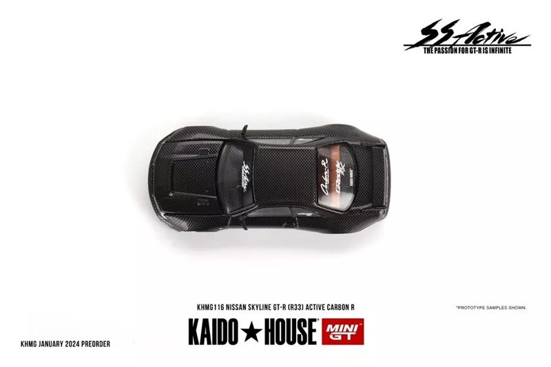 Mô hình xe Nissan GT-R (R33) Active Carbon R tỉ lệ 1:64 Kaido House x MiniGT KHMG116
