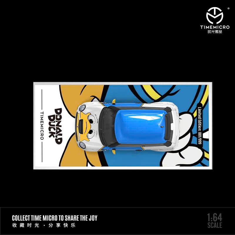 Mô hình xe Mini Cooper Donald Duck blue Limited Edition 599pcs tỉ lệ 1:64 Time micro TM643625