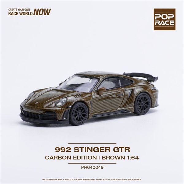 Mô hình xe Porsche 992 stinger carbon Gtr tỉ lệ 1:64 Poprace PR640049