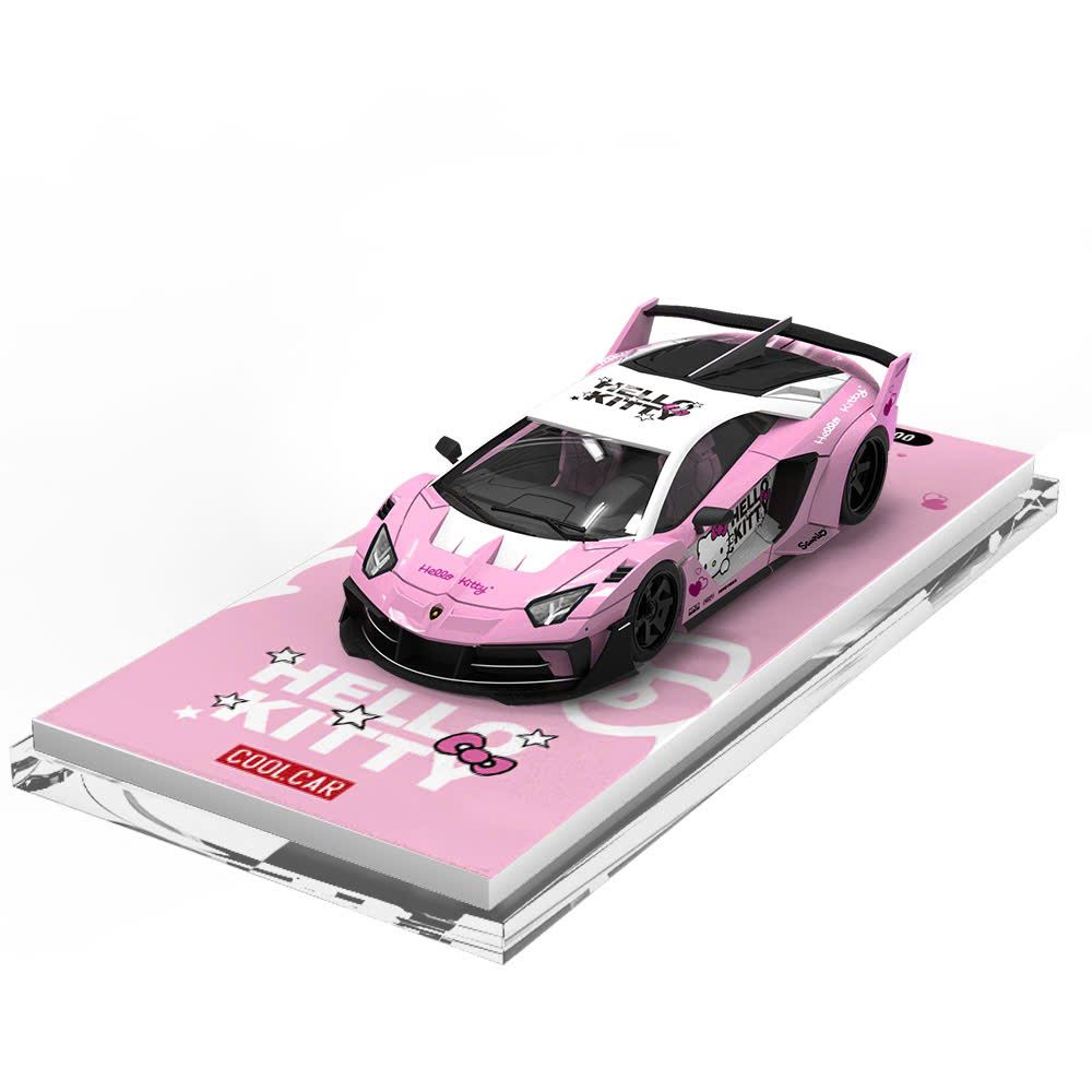 Mô hình xe Lamborghini LBWK Aventador GT EVO Hello kitty Light pink tỉ lệ 1:64 Cool Car CC643825