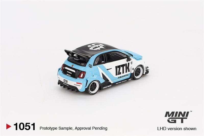 Mô hình xe Abarth 595 LB-WORKS x Abas Works IZTK card tỉ lệ 1:64 MiniGT MGT01051-BL