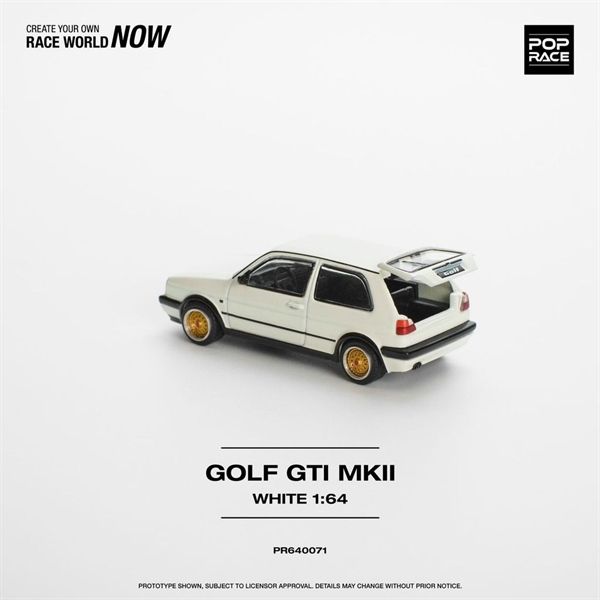 Mô hình xe Volkswagen Golf GTI MKII White mở được cốp sau tỉ lệ 1:64 Poprace PR640071