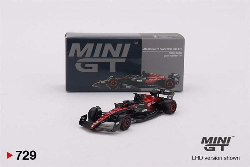Mô hình xe đua F1 Alfa Romeo C43 #77 Valtteri Bottas 2023 F1 2023 Australian GP tỉ lệ 1:64 MiniGT MGT00729