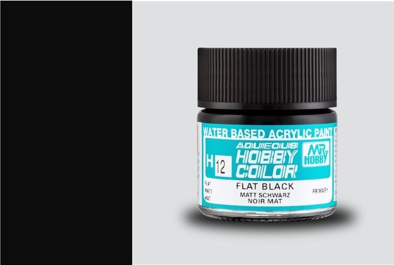 Acrylic H12 flat black sơn mô hình đen mờ 10ml Mr.Hobby H12