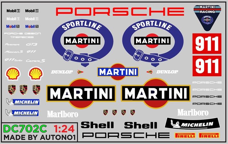 Decal nước trang trí xe Porsche Racing Shell 911 Michelin dán mọi nền màu cho xe mô hình tỉ lệ 1:24 DC702C