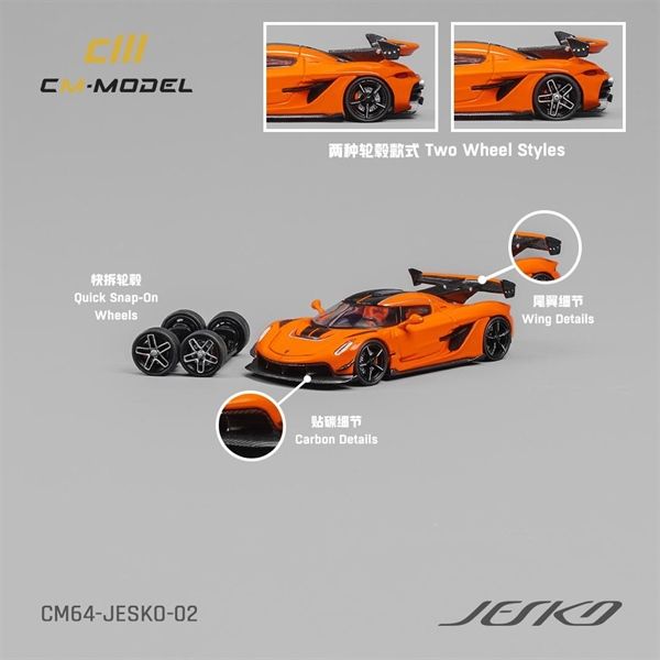 Mô hình xe Koenigsegg Jesko Organe có bánh thay thế - hộp mica tỉ lệ 1:64 CM model CM64-JESKO-02