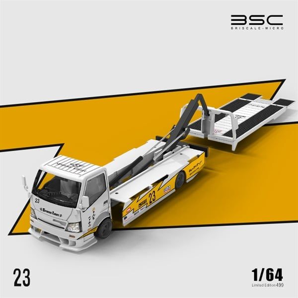 Mô hình xe H300 Trailer + Nissan GTR R35 Silhouette LB WORKS Livery Lightning 23 tỉ lệ 1:64 Briscale Micro BSC641530 - BSC647212