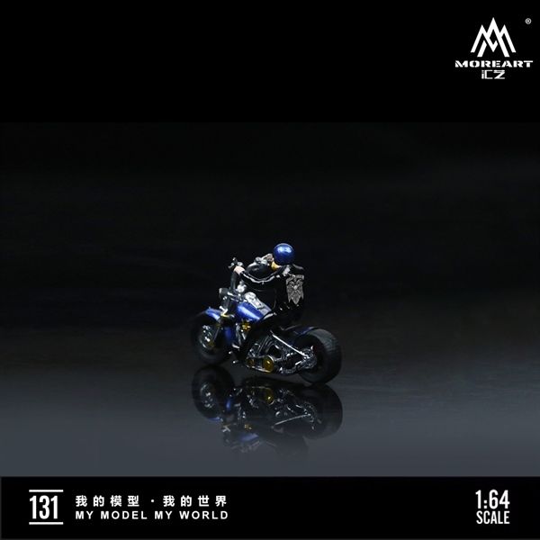 Mô hình xe và nhân vật figure Harley men's motorcycle party blue tỉ lệ 1:64 MoreArt MO222131