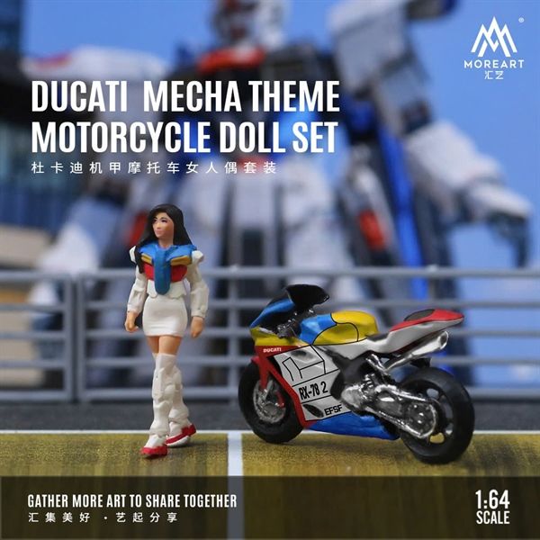 Mô hình nhân vật và mô tô Ducati Mech Motorcycle Gundam Women's figure Set tỉ lệ 1:64 modernart More art MO222096