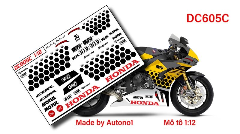 Decal nước độ Bumble Bee cho Honda CBR 1000RR-R 2020 1:12 Autono1 DC605C
