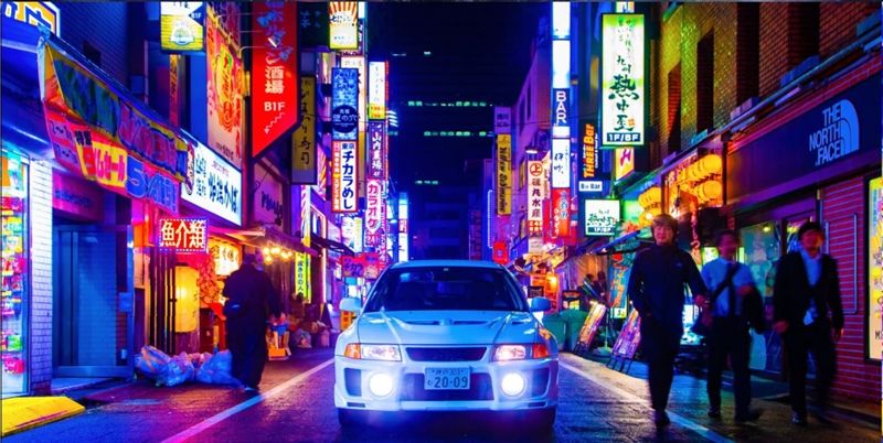 Wallpaper Background Drift Japan Cyperpunk in PP cán mờ chống nước bụi bẩn khổ dài 30x60cm DR038