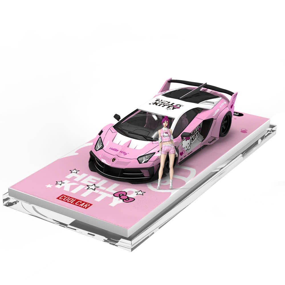 Mô hình xe Lamborghini LBWK Aventador GT EVO Hello kitty Light pink tỉ lệ 1:64 Cool Car CC643825