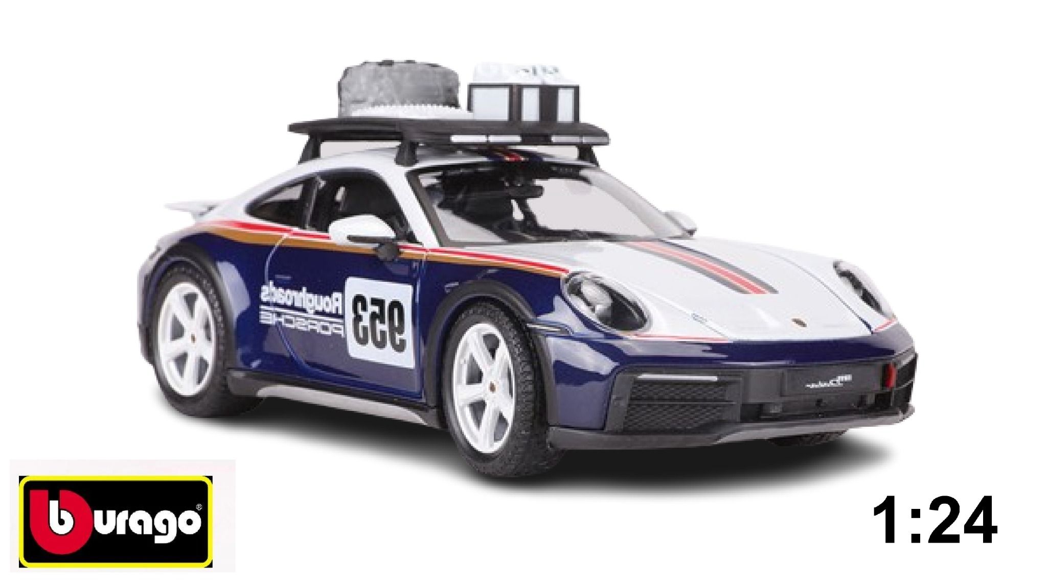 Mô hình xe Porsche 911 Dakar full open có phụ kiện tỉ lệ 1:24 Bburago 18-28029 OT417