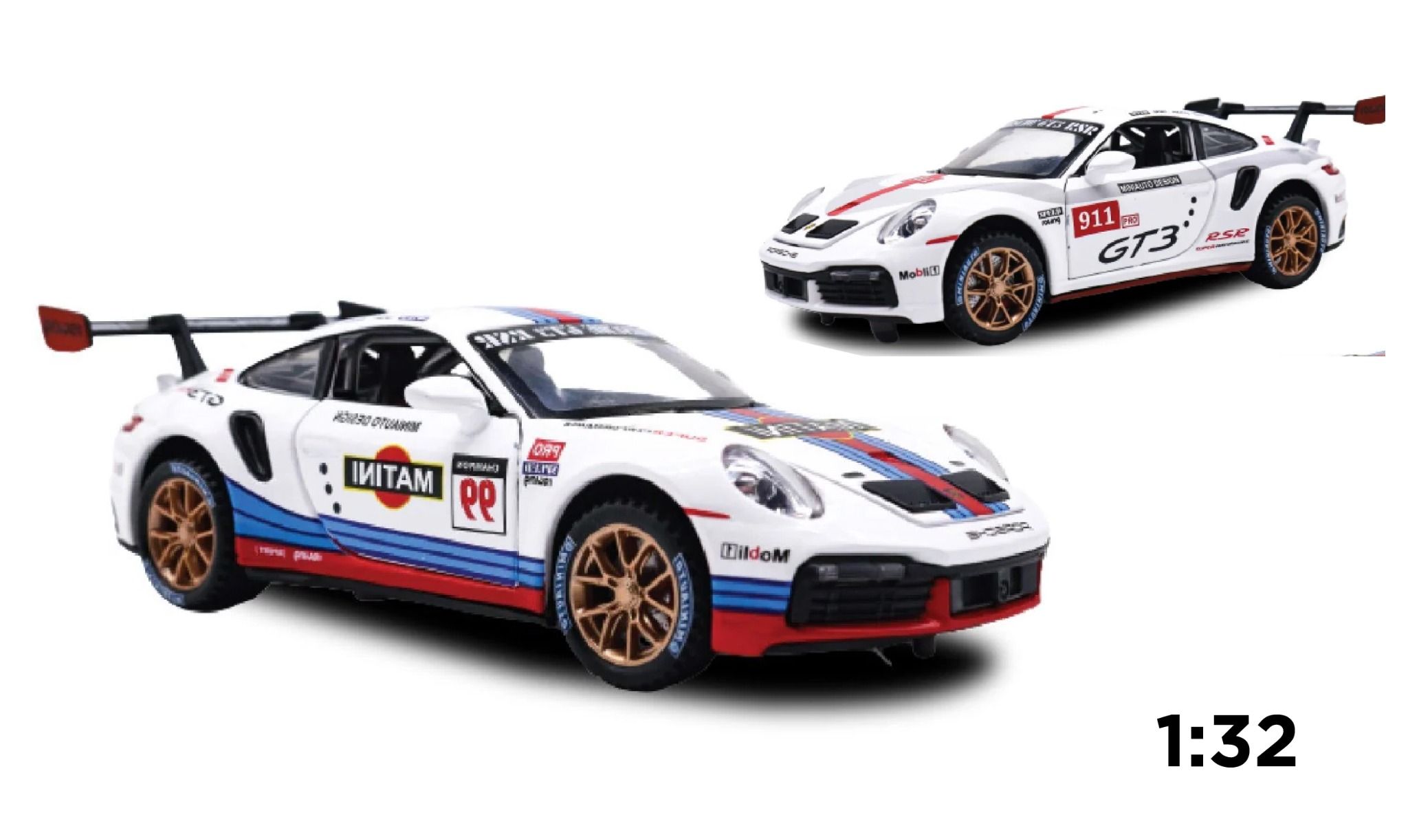  Mô hình xe Porsche 911 Gt3 RSR Martini 1:32 Miniauto OT351 