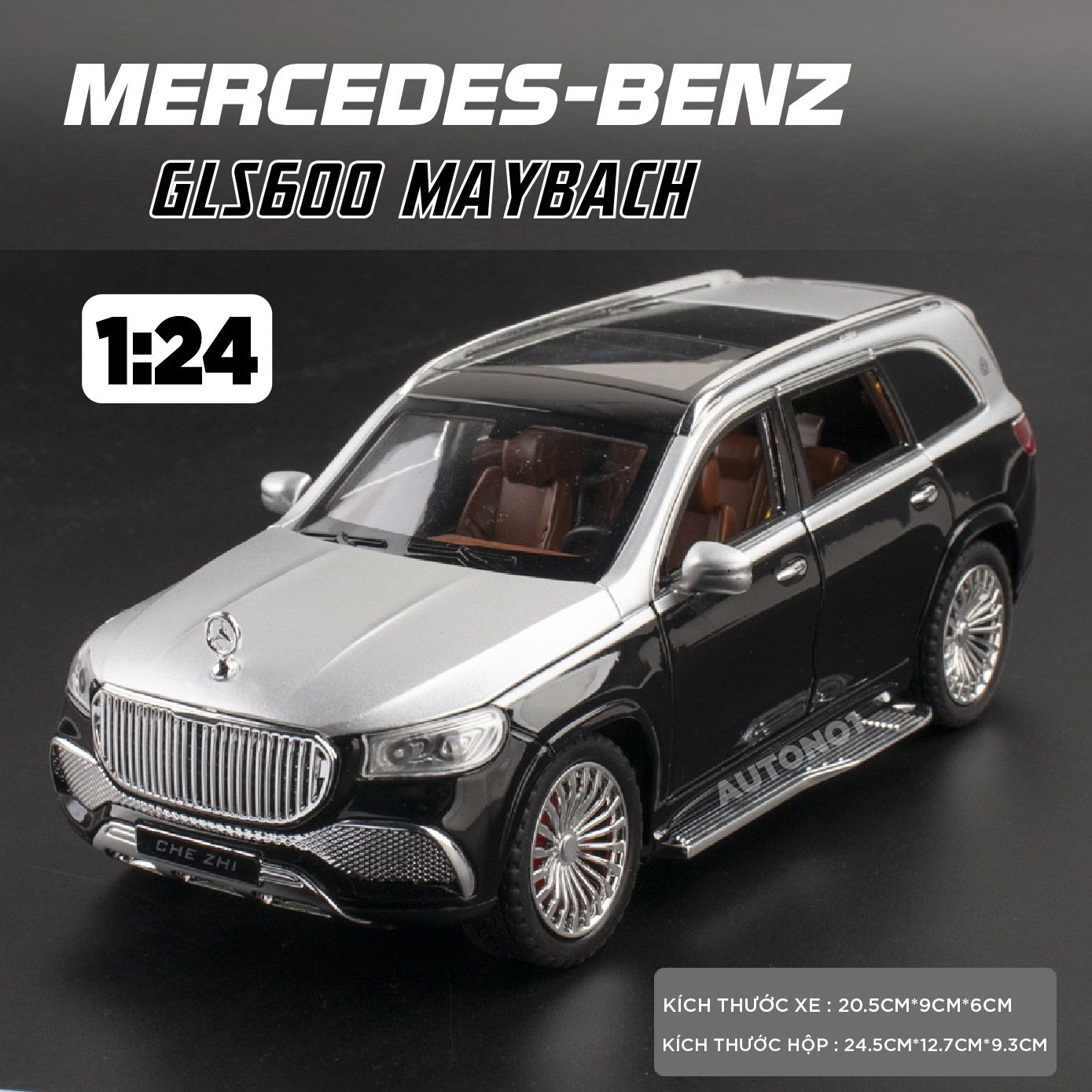  Mô hình xe Mercedes-Benz GLS600 MayBach full open có đèn có âm thanh bầu trời sao tỉ lệ 1:24 Chezhi OT437 