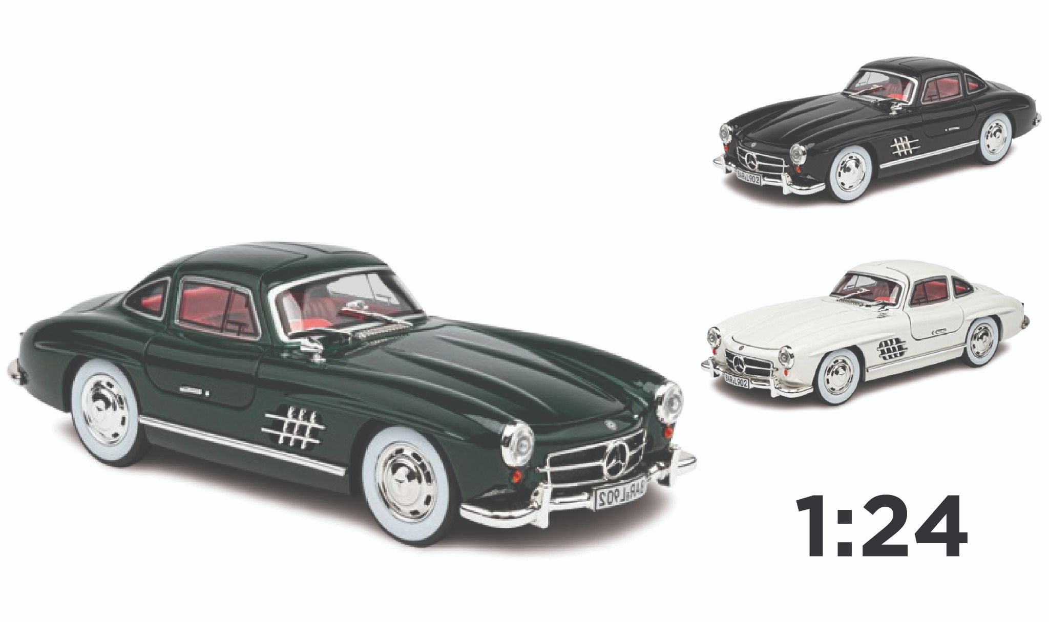Mô hình xe Mercedes-Benz 300SL full open có đèn có âm thanh đánh lái được tỉ lệ 1:24 Chezhi OT513