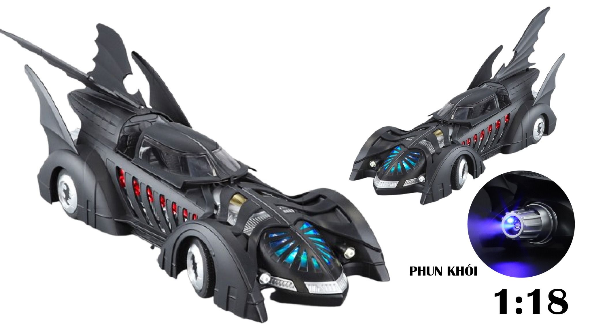 Mô hình xe Batman Batmobile 1995s phun khói - có đèn - âm thanh tỉ lệ 1:18 Alloy Model OT18023