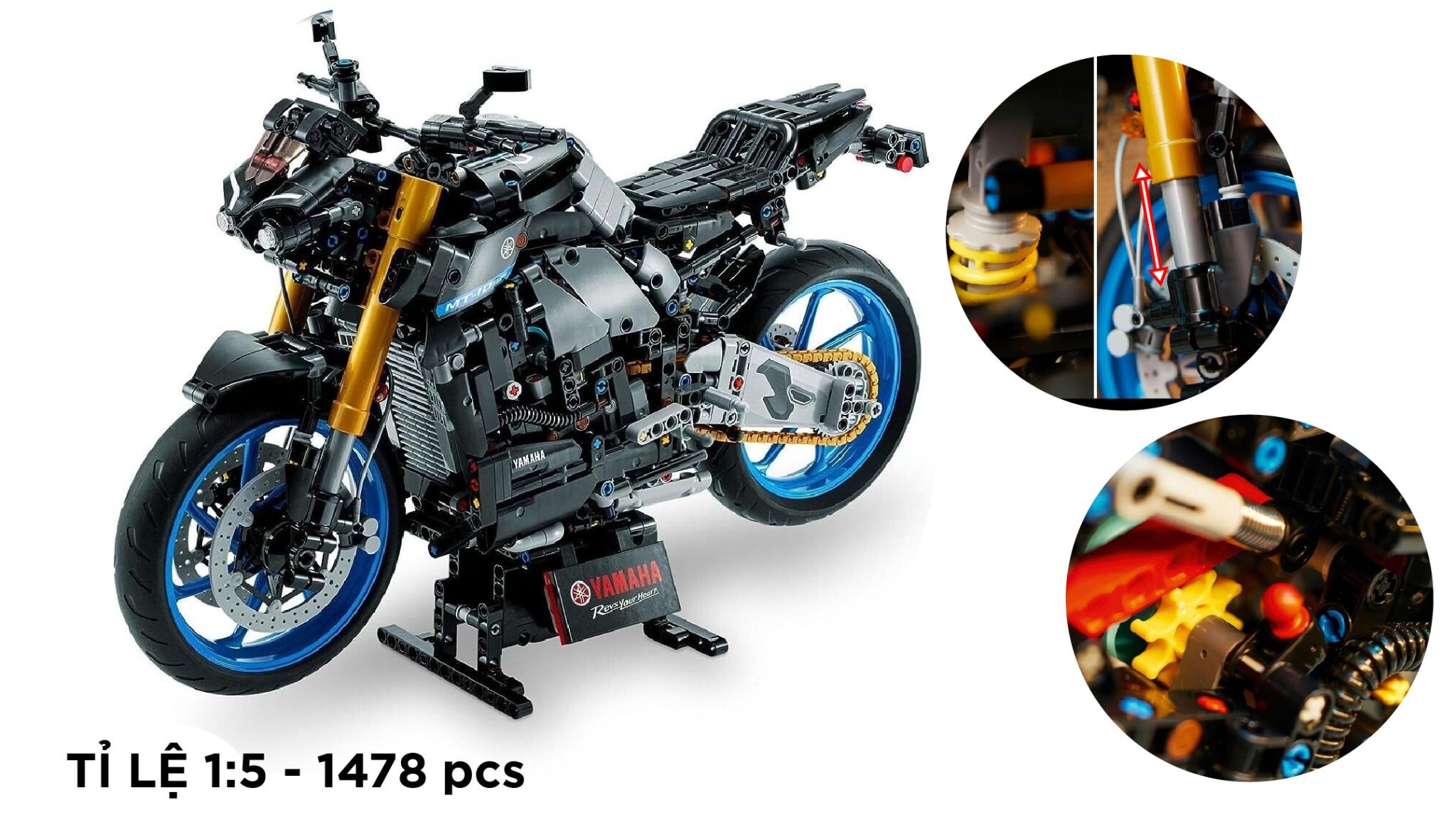 Mô hình xe mô tô lắp ghép Yamaha MT-10 SP Technic 1478 pcs tỉ lệ 1:5 LG026 