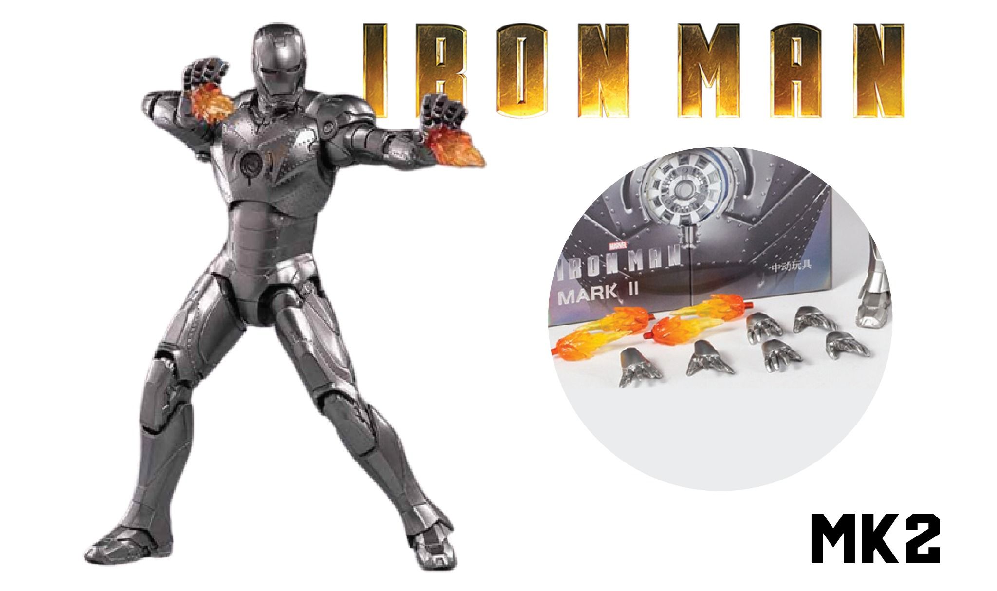  Mô hình nhân vật Marvel Iron man người sắt MK2 Mark II SHF tỉ lệ 1:10 18CM ZD Toys FG262 