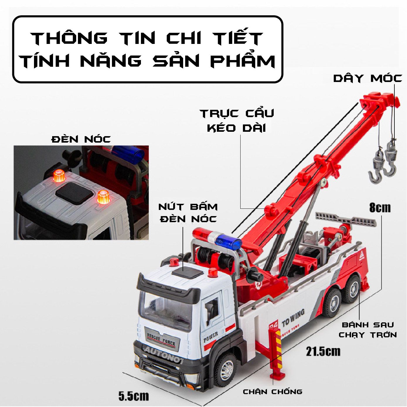 Mô hình xe cứu hộ cần móc bằng hợp kim tỉ lệ 1:32 Alloy Model OT476