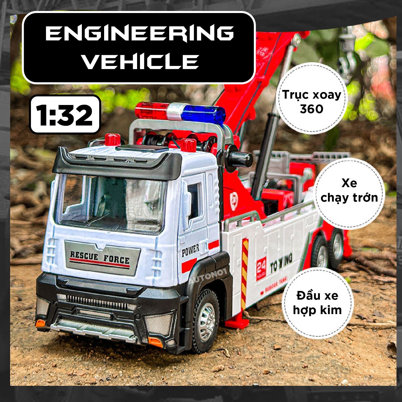 Mô hình xe cứu hộ cần móc bằng hợp kim tỉ lệ 1:32 Alloy Model OT476