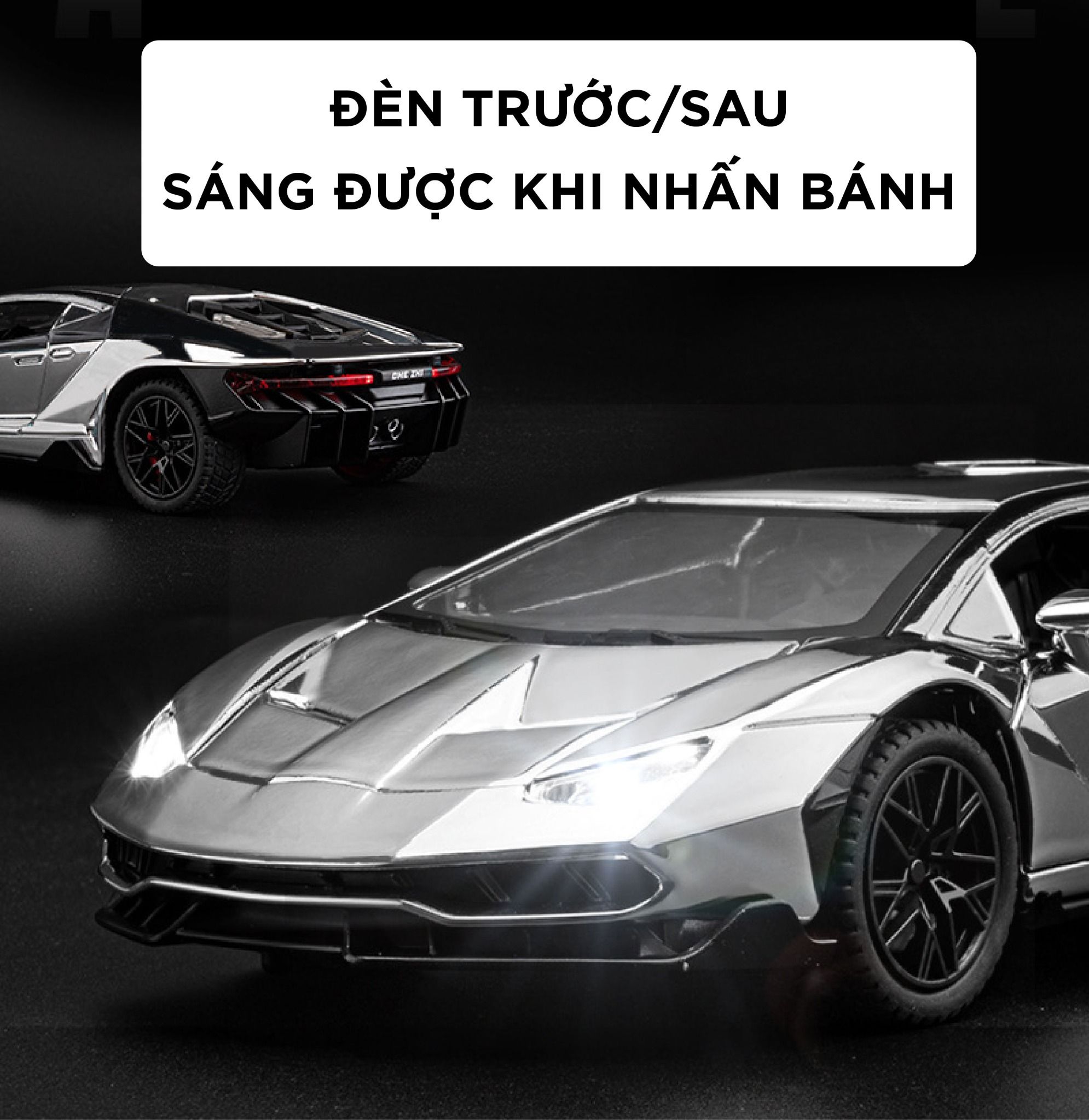 Mô hình xe Lamborghini Centenario LP770 chrome version full open- đánh lái được tỉ lệ 1:24 Chezhi OT24082