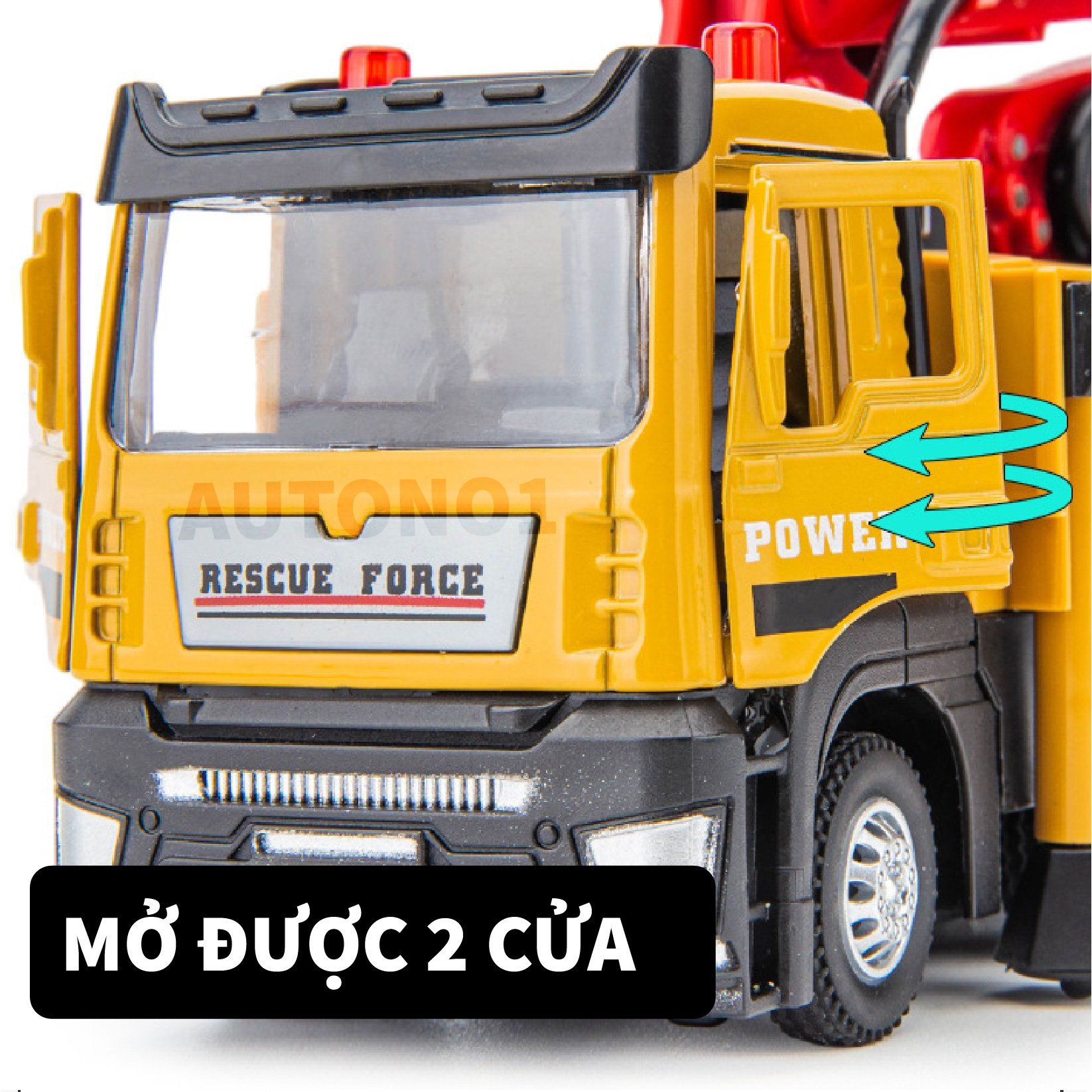 Mô hình xe công trình bơm bê tông full open - đầu kim loại - phun nước - có âm thanh - đèn tỉ lệ 1:32 Ty model OT509