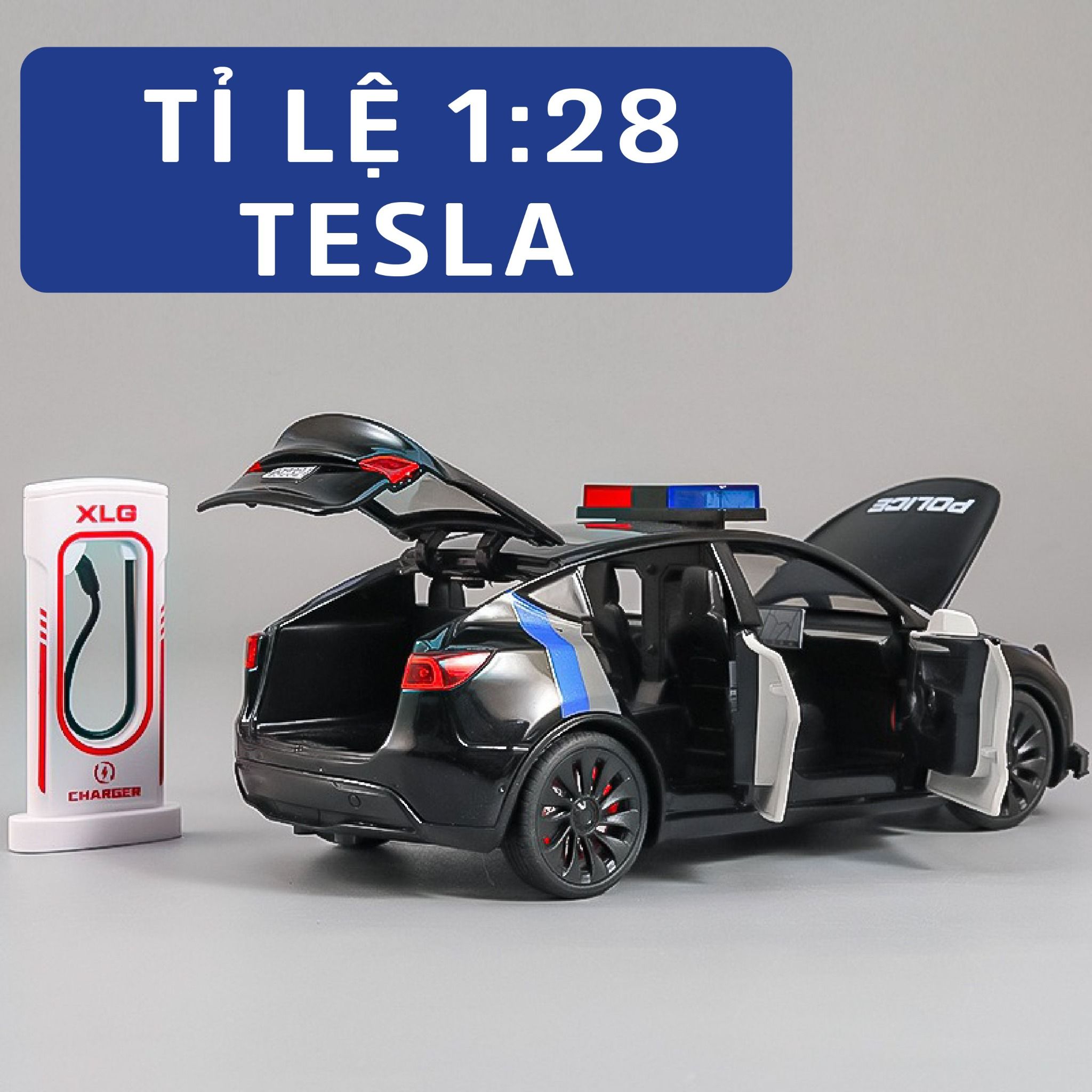 Mô hình xe Tesla Cảnh sát mỹ các loại Full open - có đèn nhạc - đánh lái được tỉ lệ 1:24 XLG OT24081