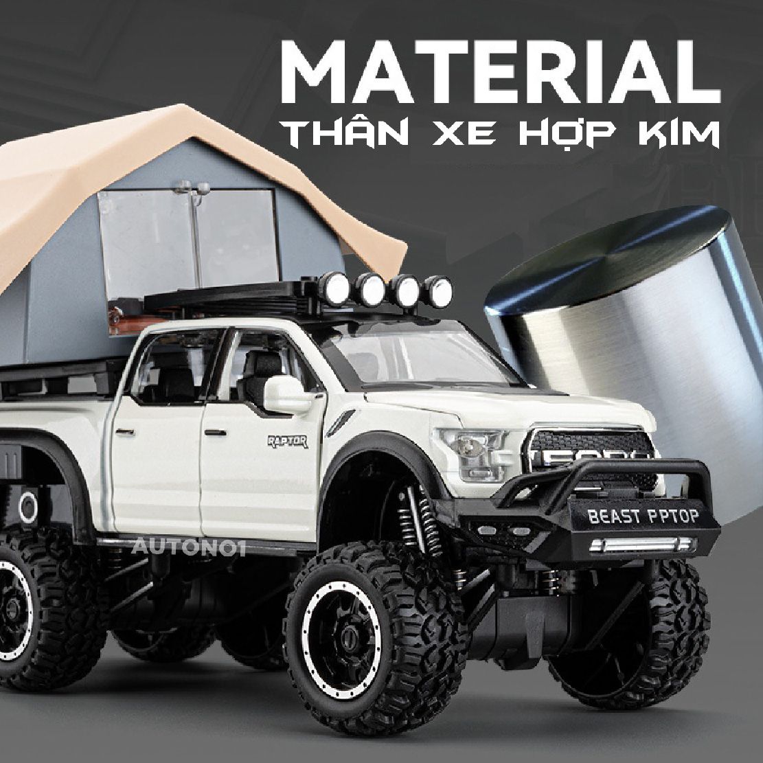 Mô hình xe Ford Beast Raptor F150 Offroad Camping tỉ lệ 1:32 Chezhi OT462