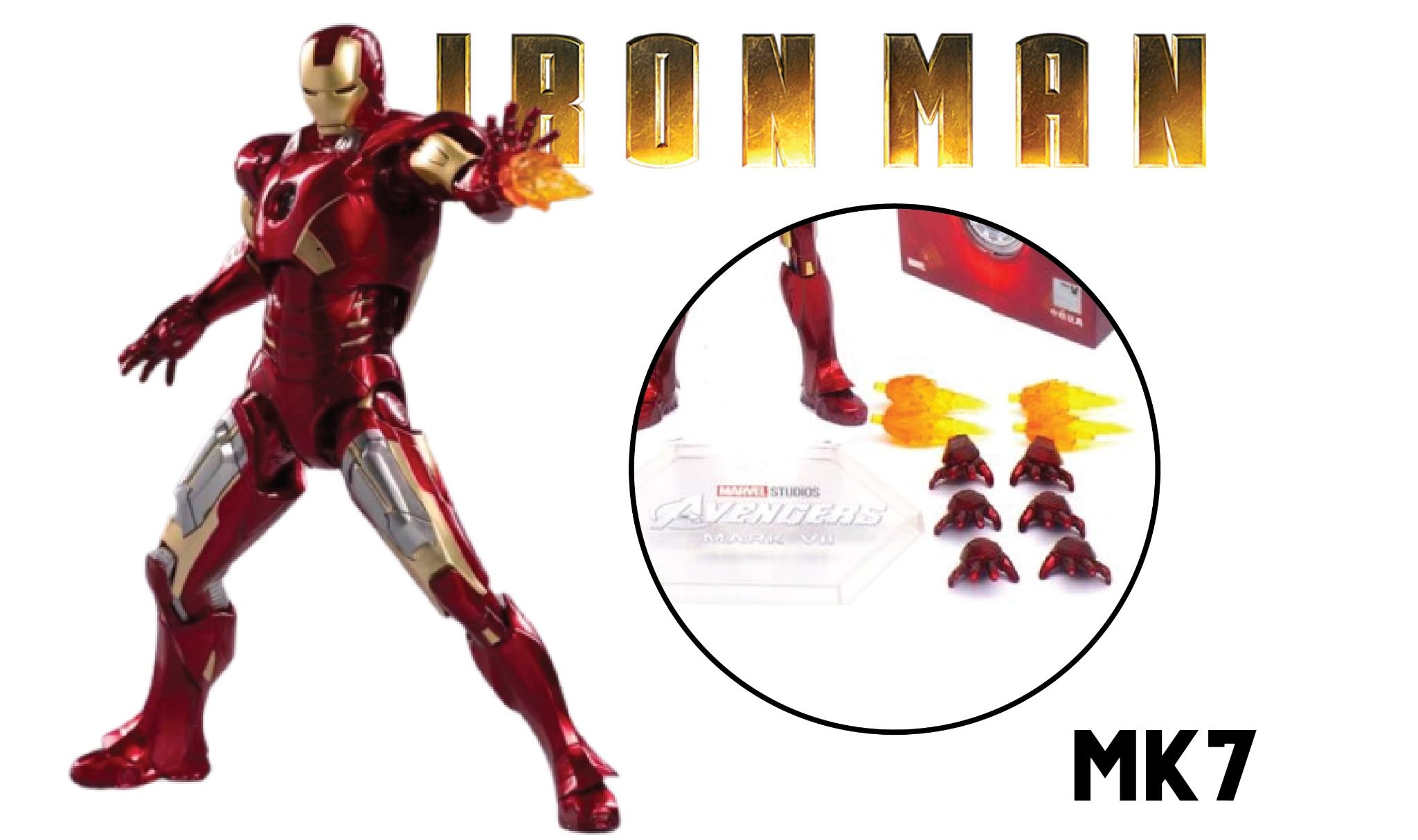  Mô hình nhân vật Marvel Iron man người sắt MK7 Mark VII SHF tỉ lệ 1:10 18CM ZD Toys FG262 