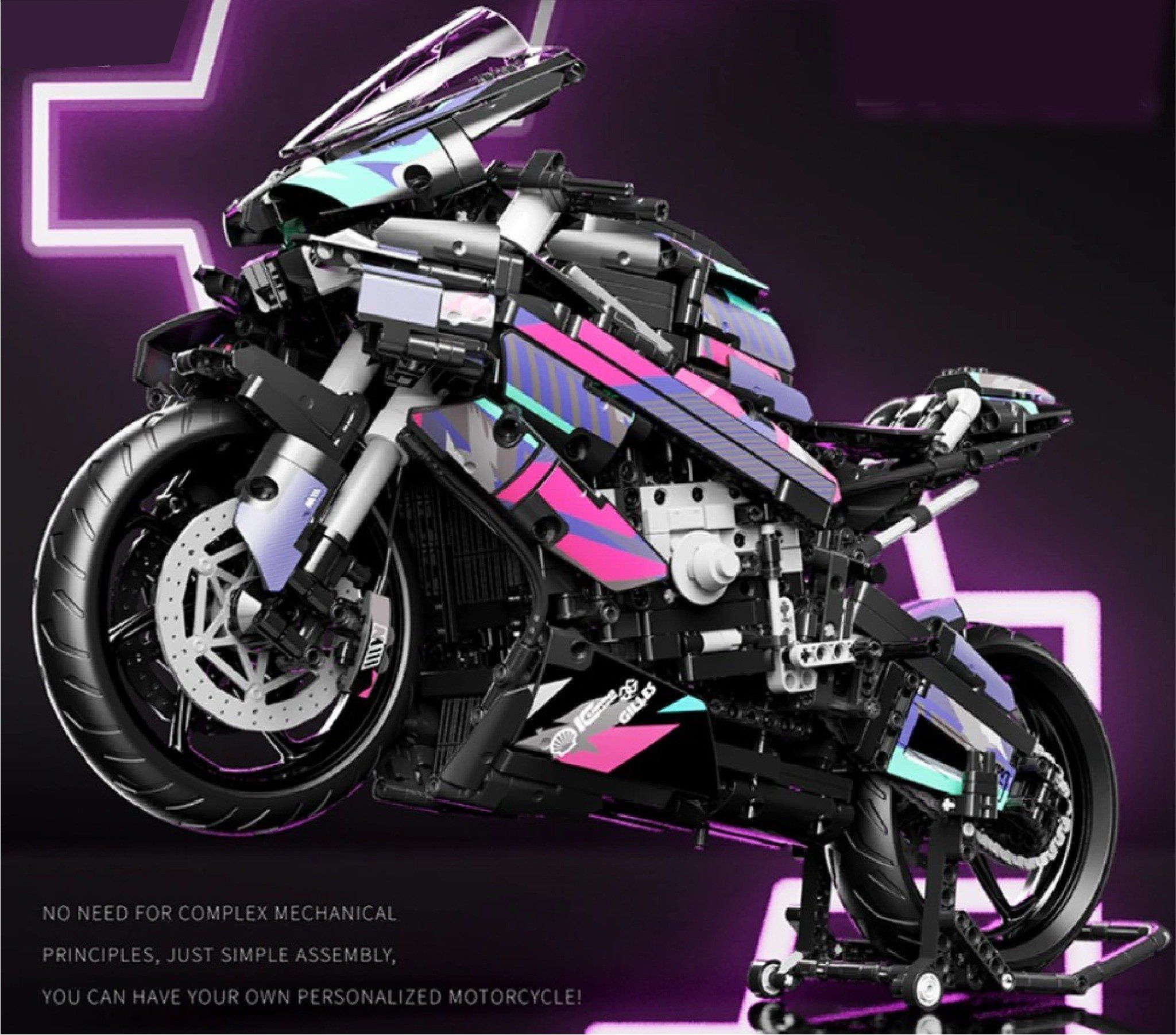 Mô hình xe mô tô lắp ghép BMW M1000RR CyberPunk Technic 1920 pcs tỉ lệ 1:5 LG027