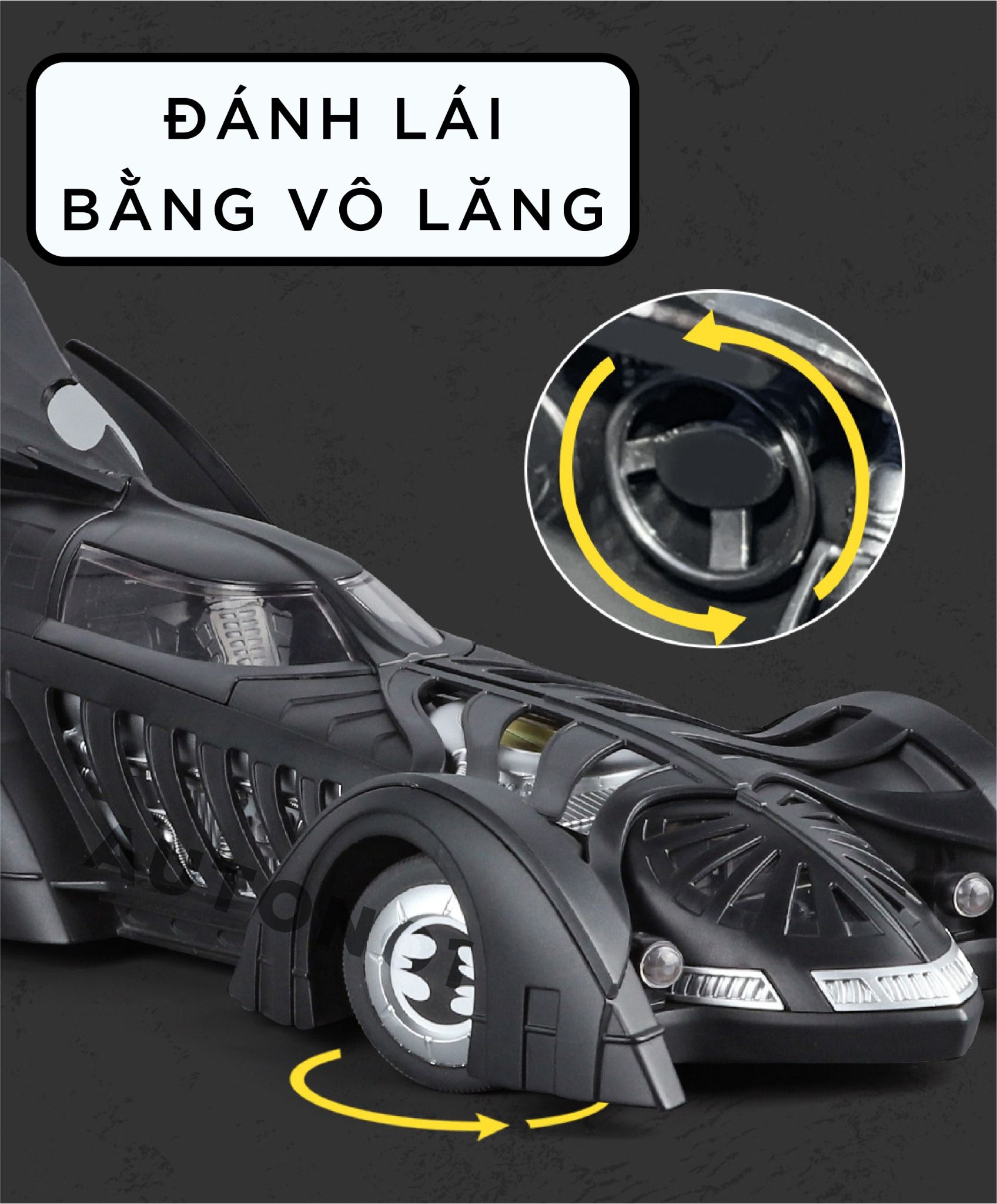 Mô hình xe Batman Batmobile 1995s phun khói - có đèn - âm thanh tỉ lệ 1:18 Alloy Model OT18023