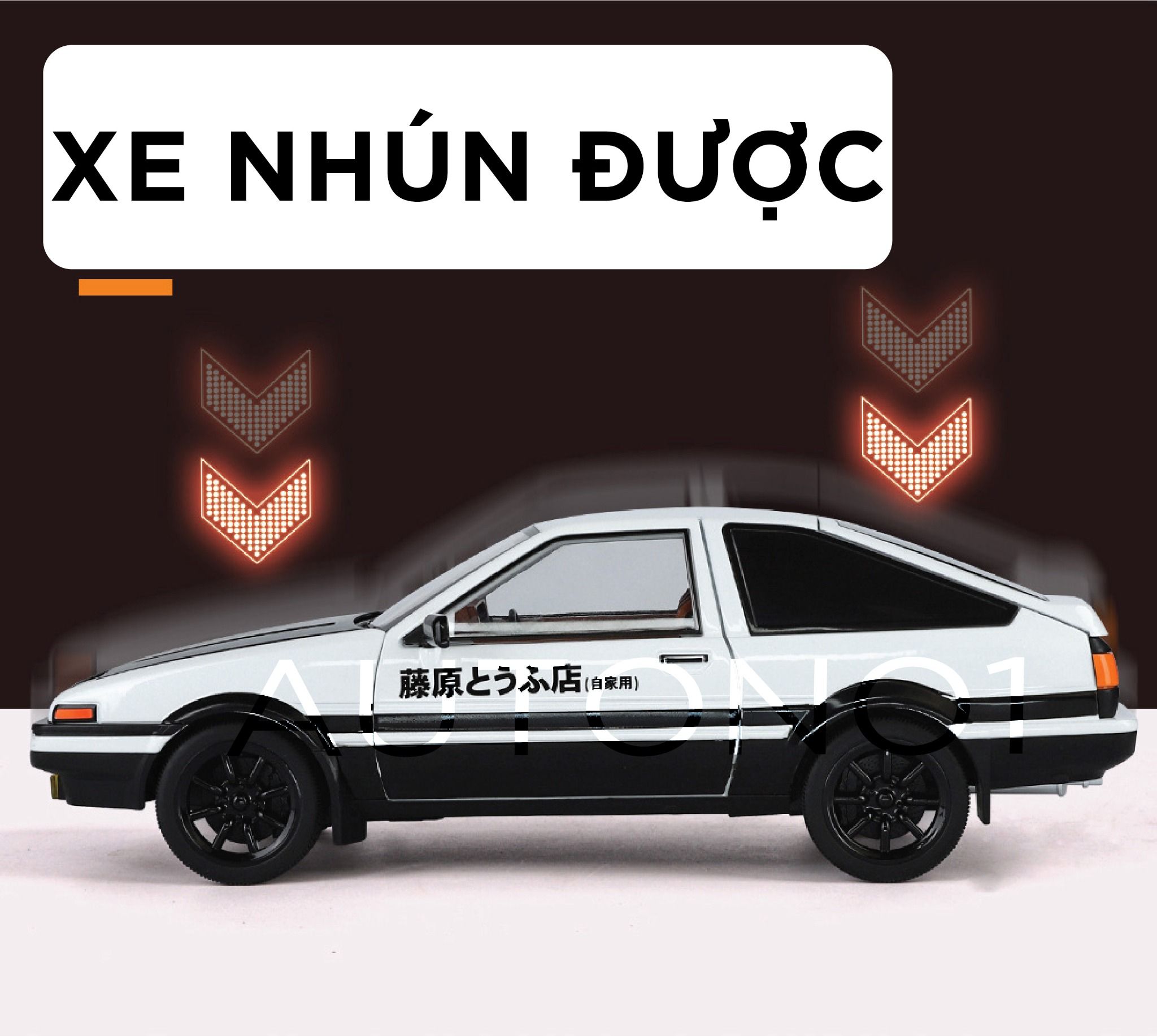 Mô hình xe Toyota Trueno AE 86 Initial D series full open - đánh lái - âm thanh - đèn tỉ lệ 1:18 OK model OT18024