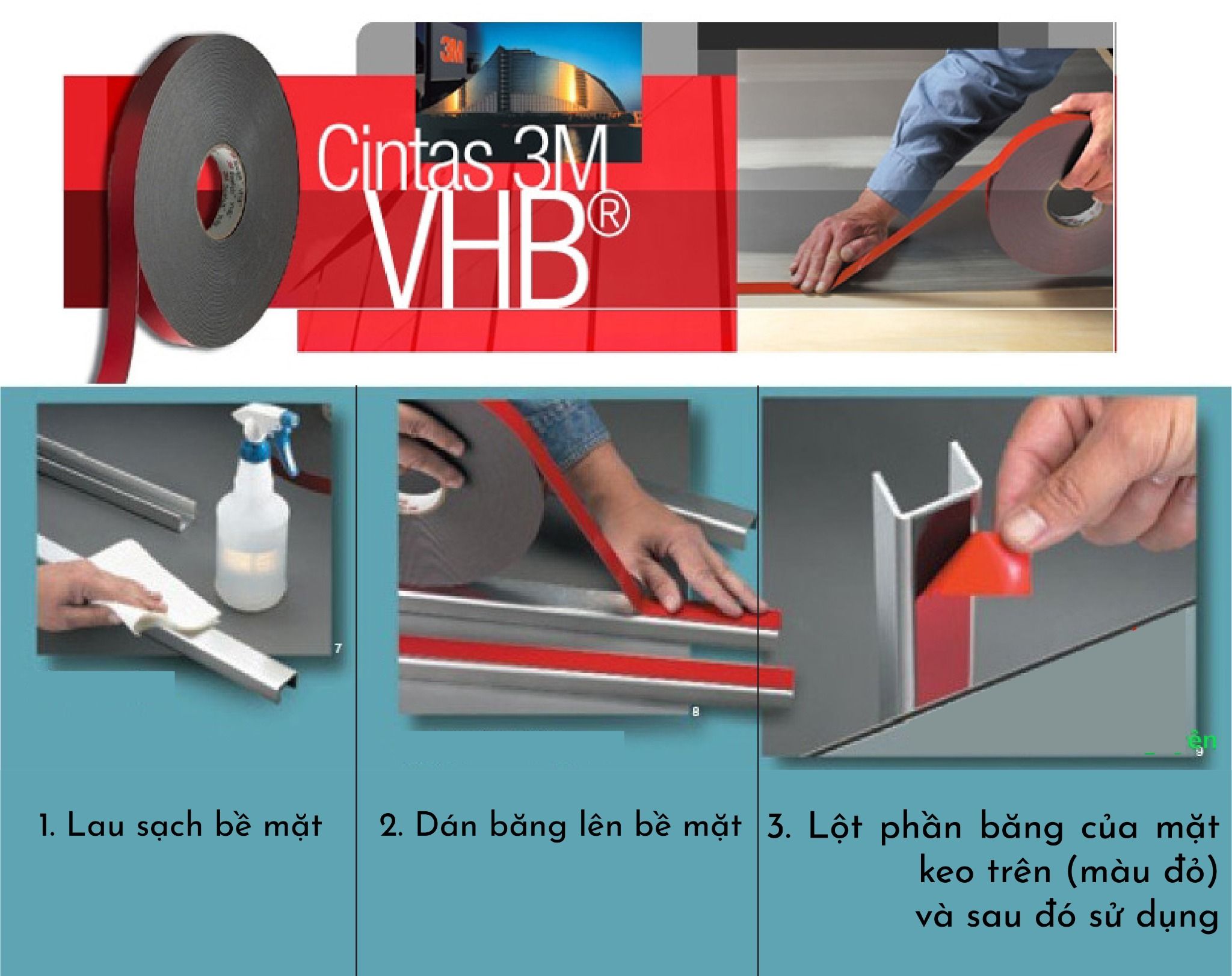 Băng keo 3M 2 mặt cường lực dài 3m dày 1mm PK371
