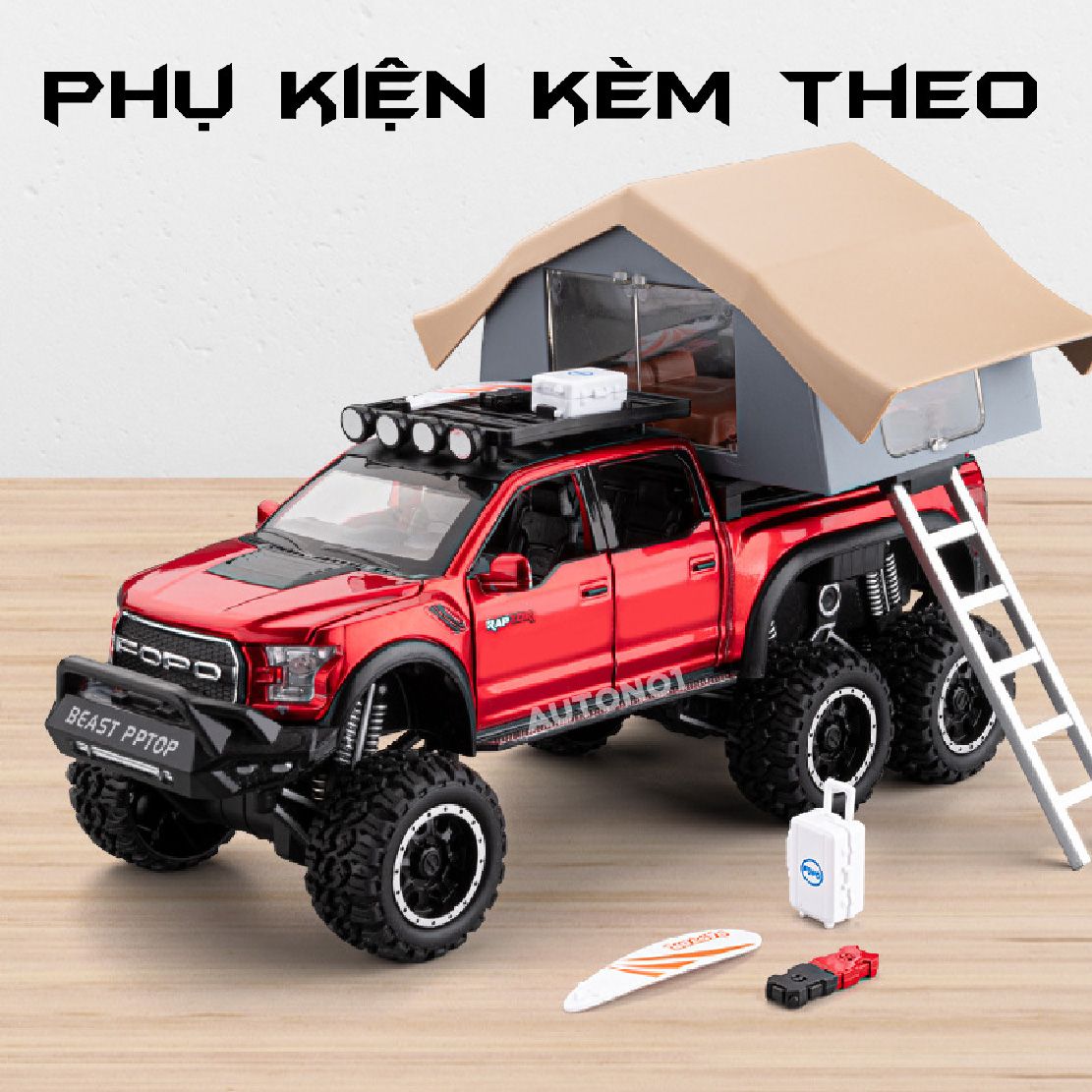 Mô hình xe Ford Beast Raptor F150 Offroad Camping tỉ lệ 1:32 Chezhi OT462