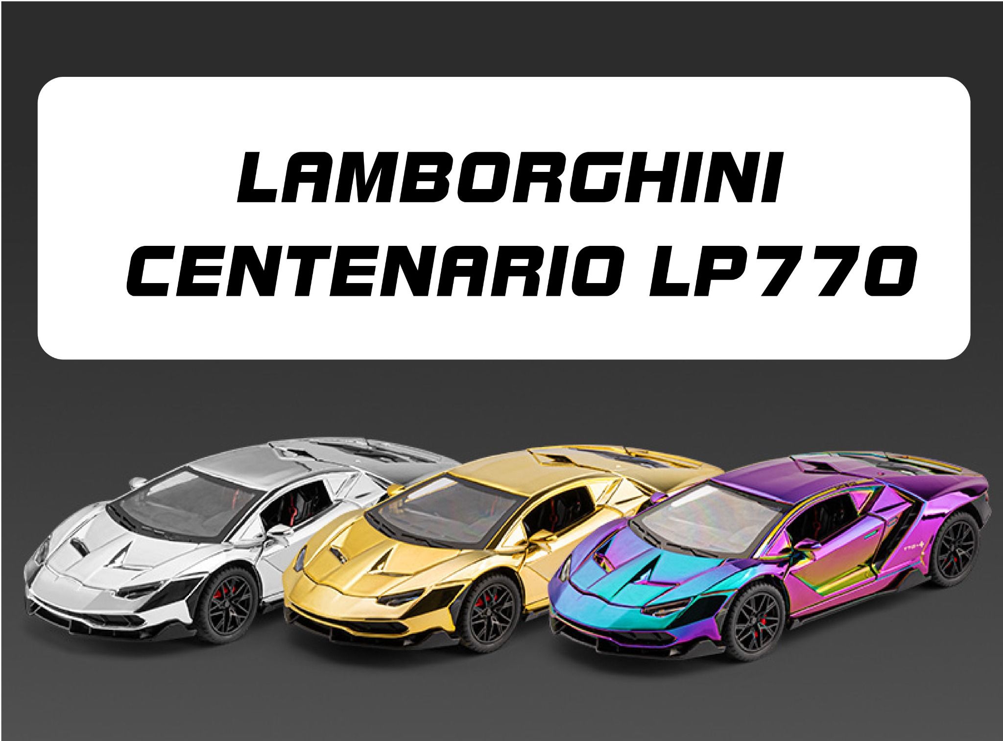 Mô hình xe Lamborghini Centenario LP770 chrome version full open- đánh lái được tỉ lệ 1:24 Chezhi OT24082