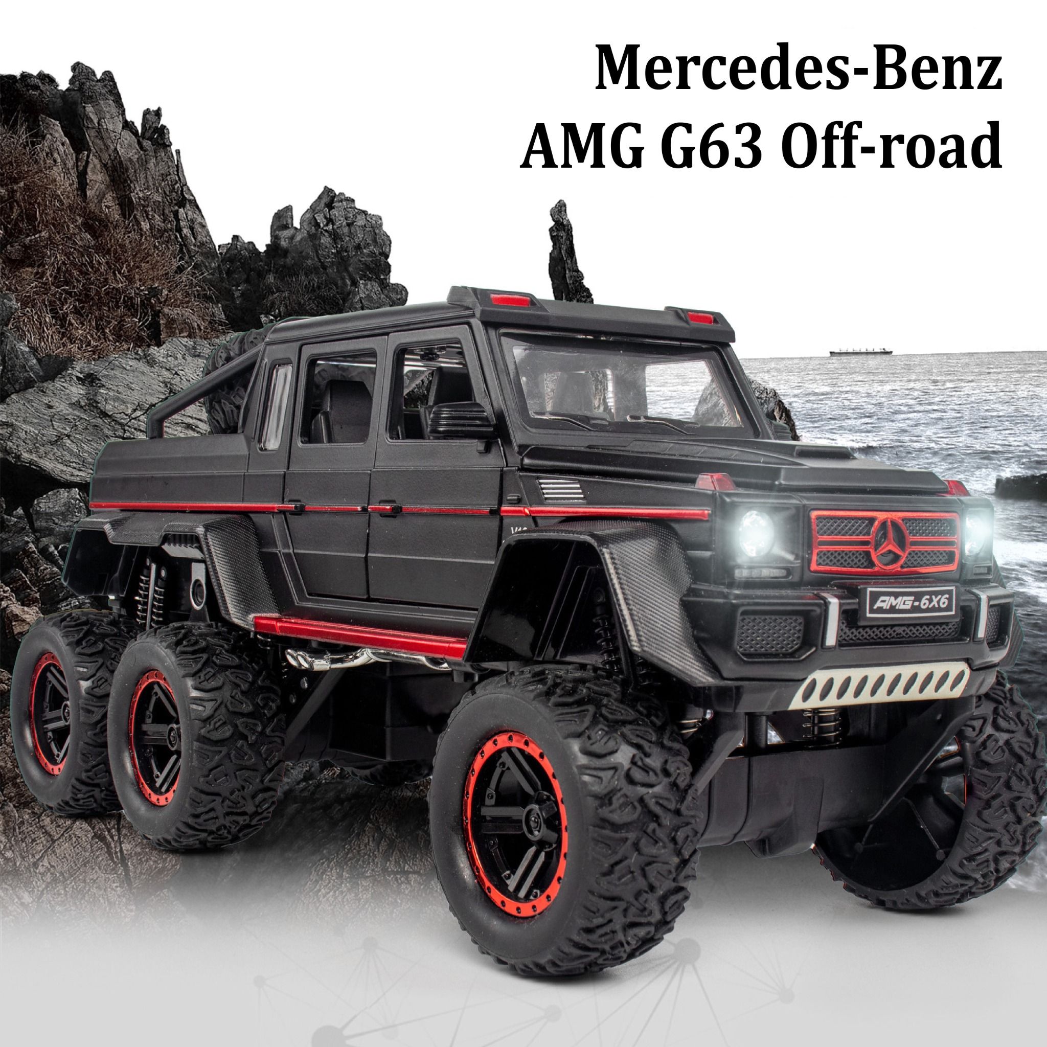 Mô hình xe ô tô Mercedes-Benz G63 V12 Off Road 6x6 full open tỉ lệ 1:22 Chezhi OT376