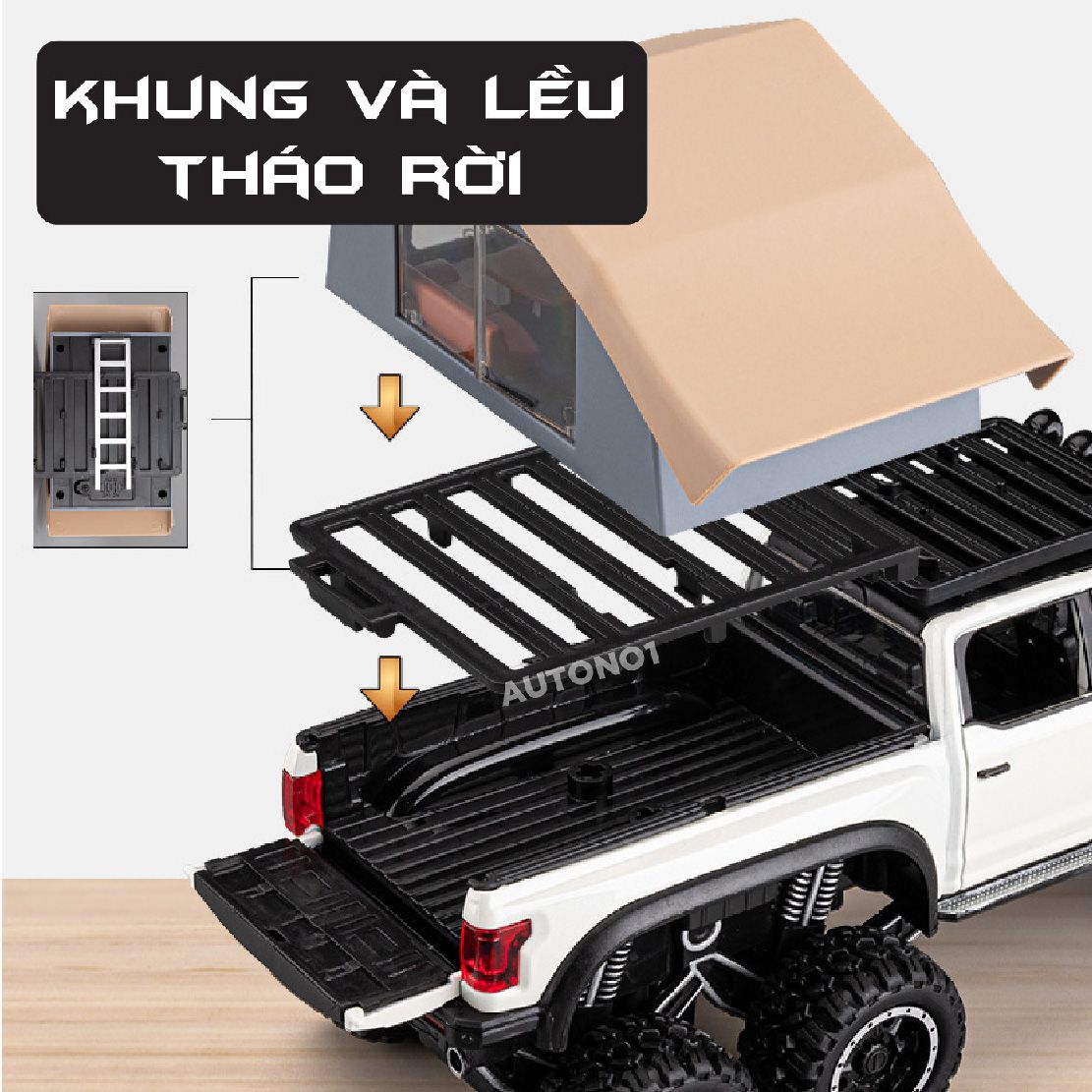 Mô hình xe Ford Beast Raptor F150 Offroad Camping tỉ lệ 1:32 Chezhi OT462