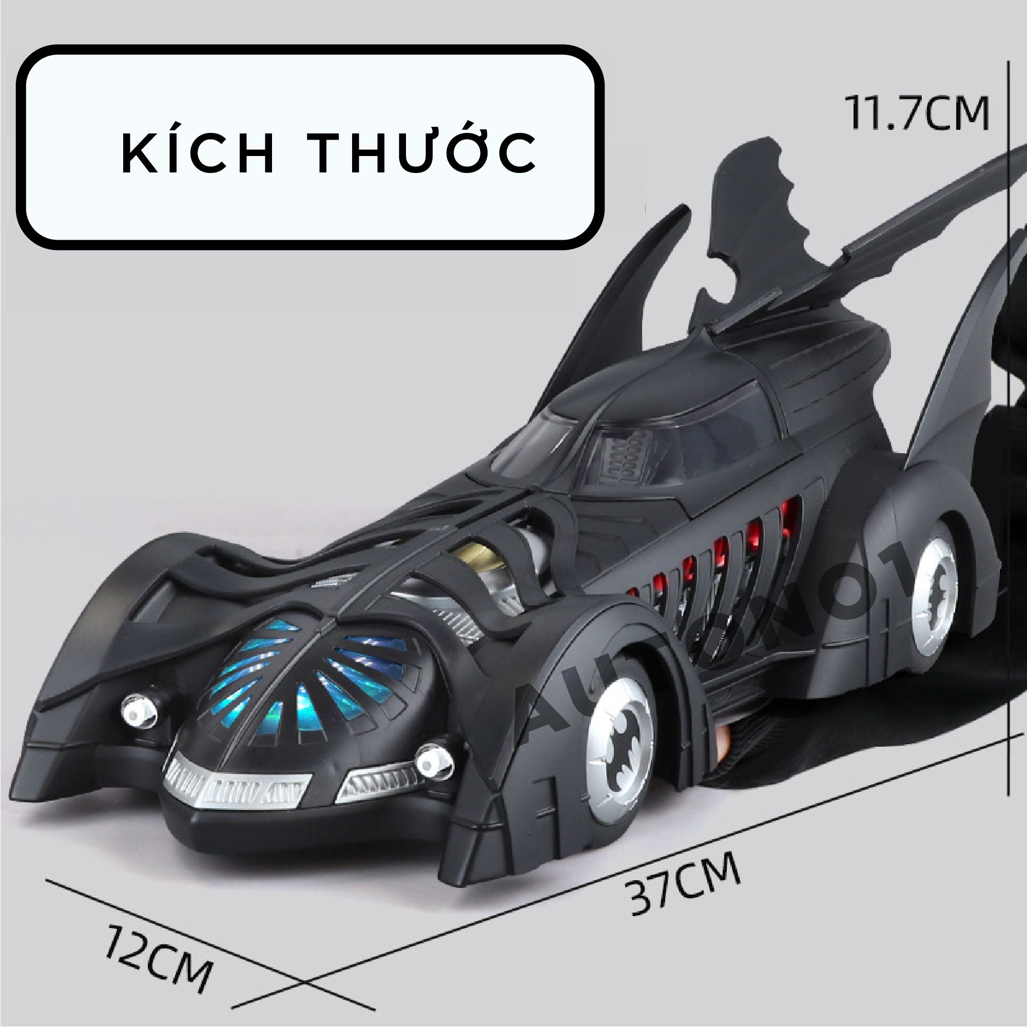 Mô hình xe Batman Batmobile 1995s phun khói - có đèn - âm thanh tỉ lệ 1:18 Alloy Model OT18023