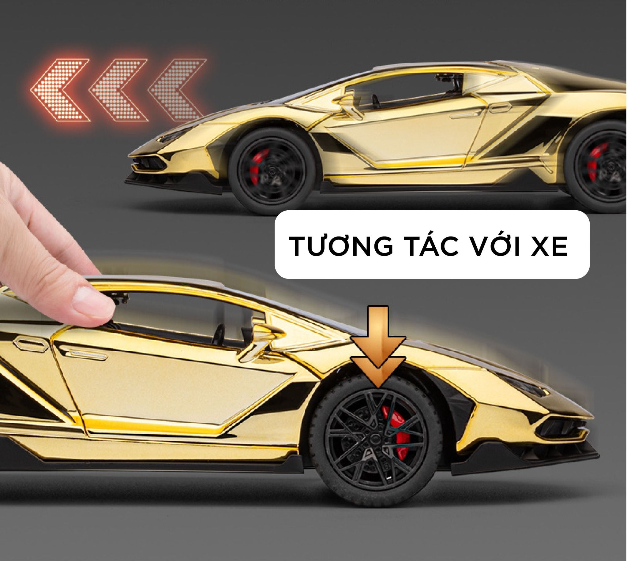Mô hình xe Lamborghini Centenario LP770 chrome version full open- đánh lái được tỉ lệ 1:24 Chezhi OT24082
