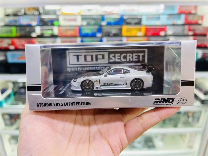 Mô hình xe TOYOTA SUPRA (A80) GT300 “TOP SECRET” SILVER | 2025 CHINA GT SHOW tỉ lệ 1:64 Inno64 IN64-A80TS-GTSHOW25