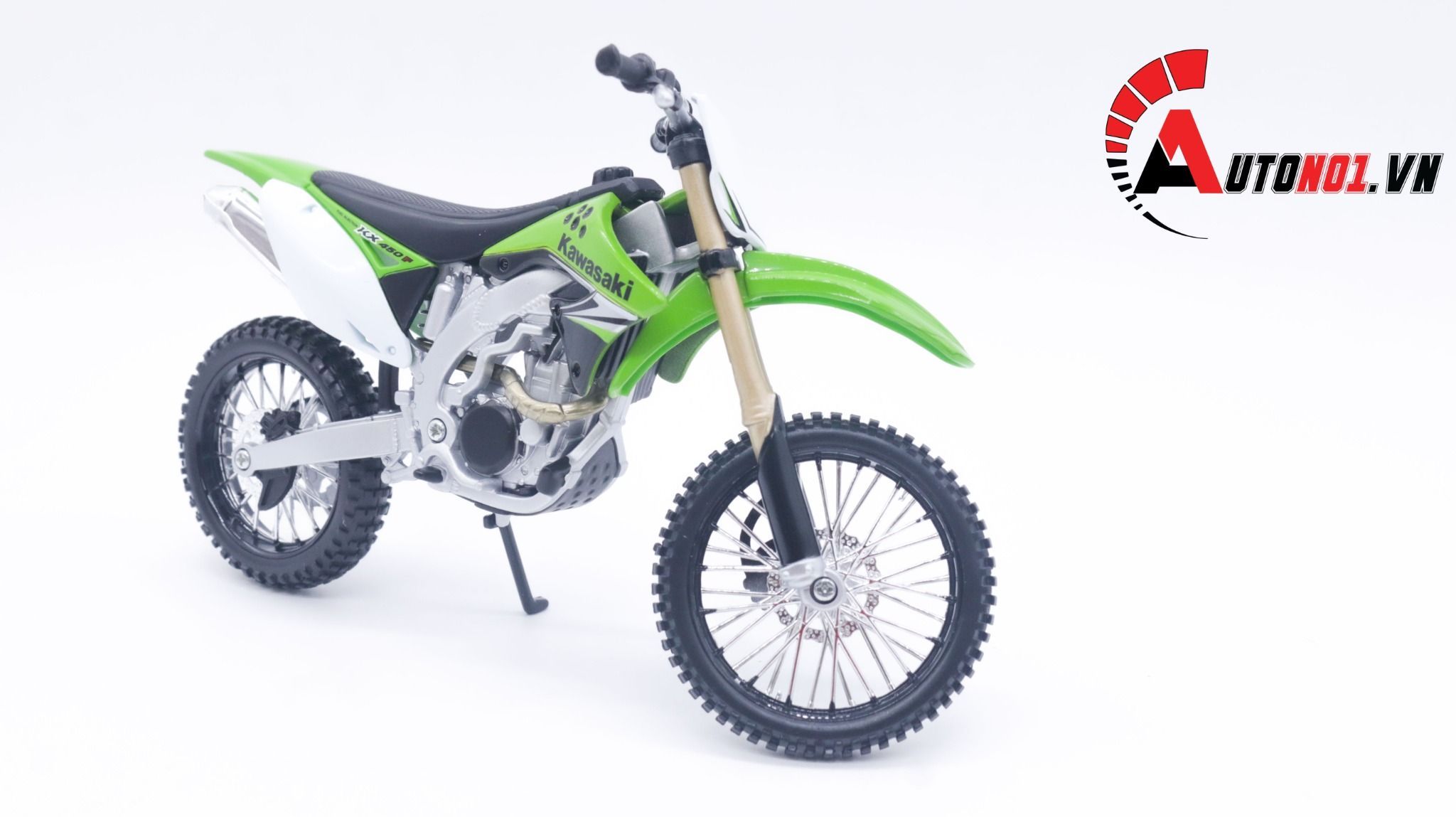  Mô hình xe cào cào Kawasaki KX450F green tỉ lệ 1:12 Maisto 1499 