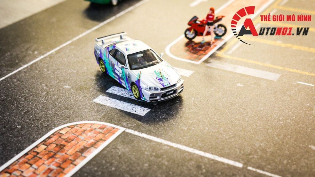 Diorama mặt đường/ bãi đỗ xe parking in PP cán mờ chống nước bụi bẩn khổ dài 20x60cm cho xe mô hình 1:64 DR030