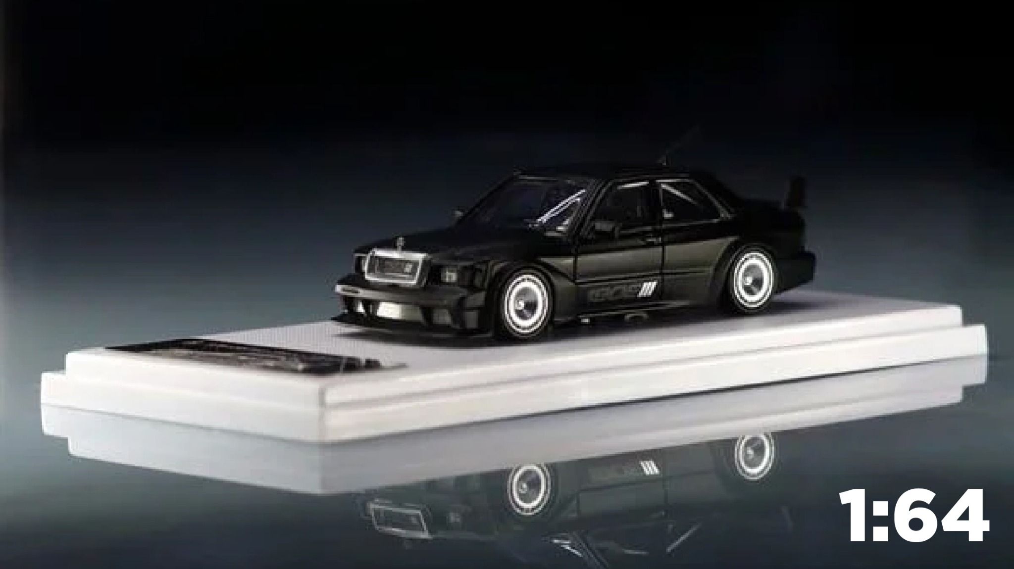 Mô hình xe Mercedes Benz 190E EVO, W201 concept modified version Matt Black tỉ lệ 1:64 Briscale BSC model