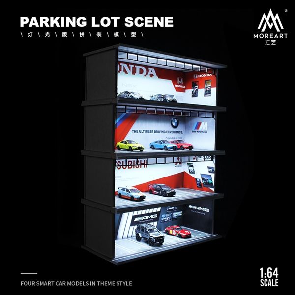 Hộp trưng bày mica mô phỏng showroom Honda - có đèn kích thước 30x13.3x10cm tỉ lệ 1:64 MoreArt MO914031