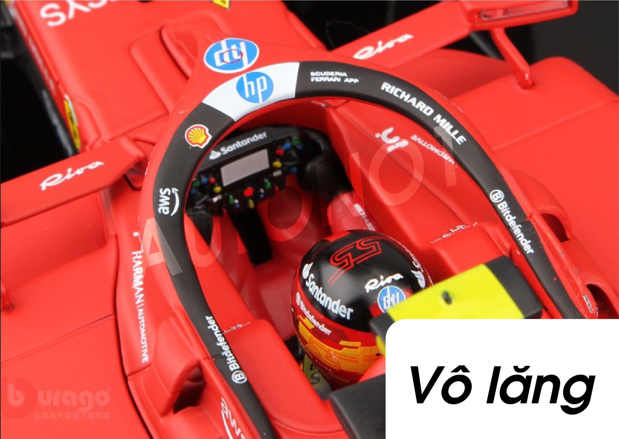 Mô hình xe đua F1 Ferrari Formular SF-24 có đế + figure tỉ lệ 1:18 Bburago 18-16815 OT18003