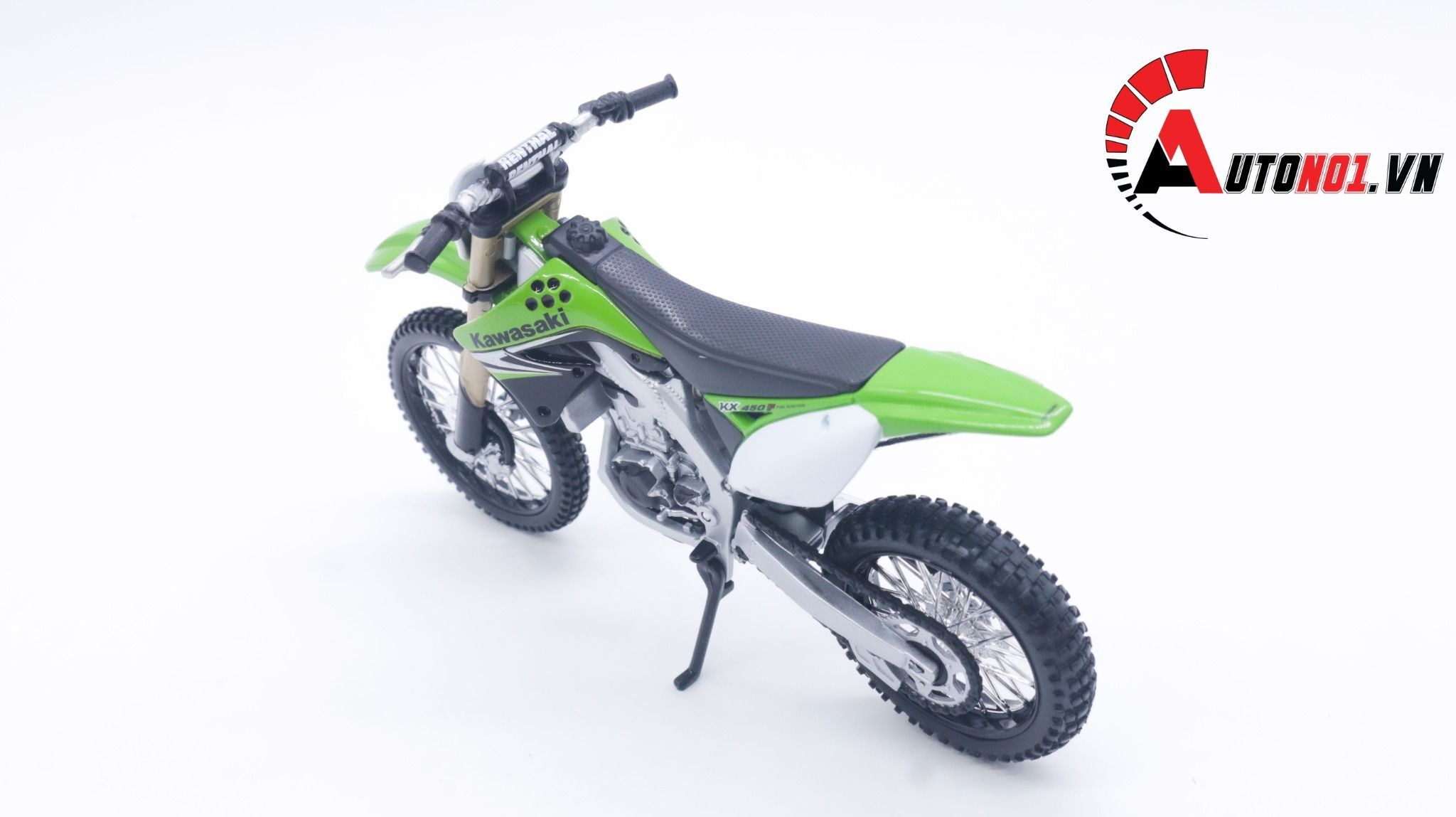  Mô hình xe cào cào Kawasaki KX450F green tỉ lệ 1:12 Maisto 1499 