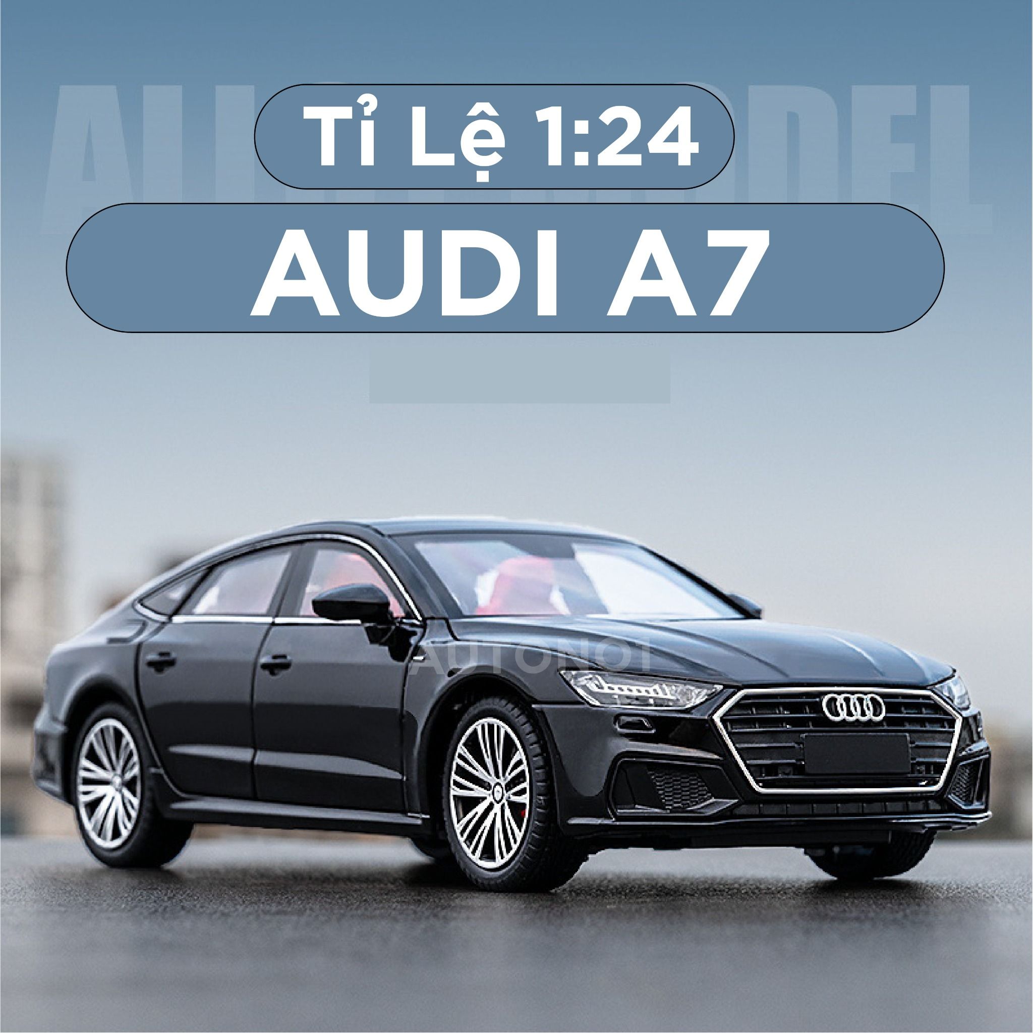 Mô hình xe Audi A7 full open, đánh lái được, có đèn và âm thanh tỉ lệ 1:24 Chezhi OT420