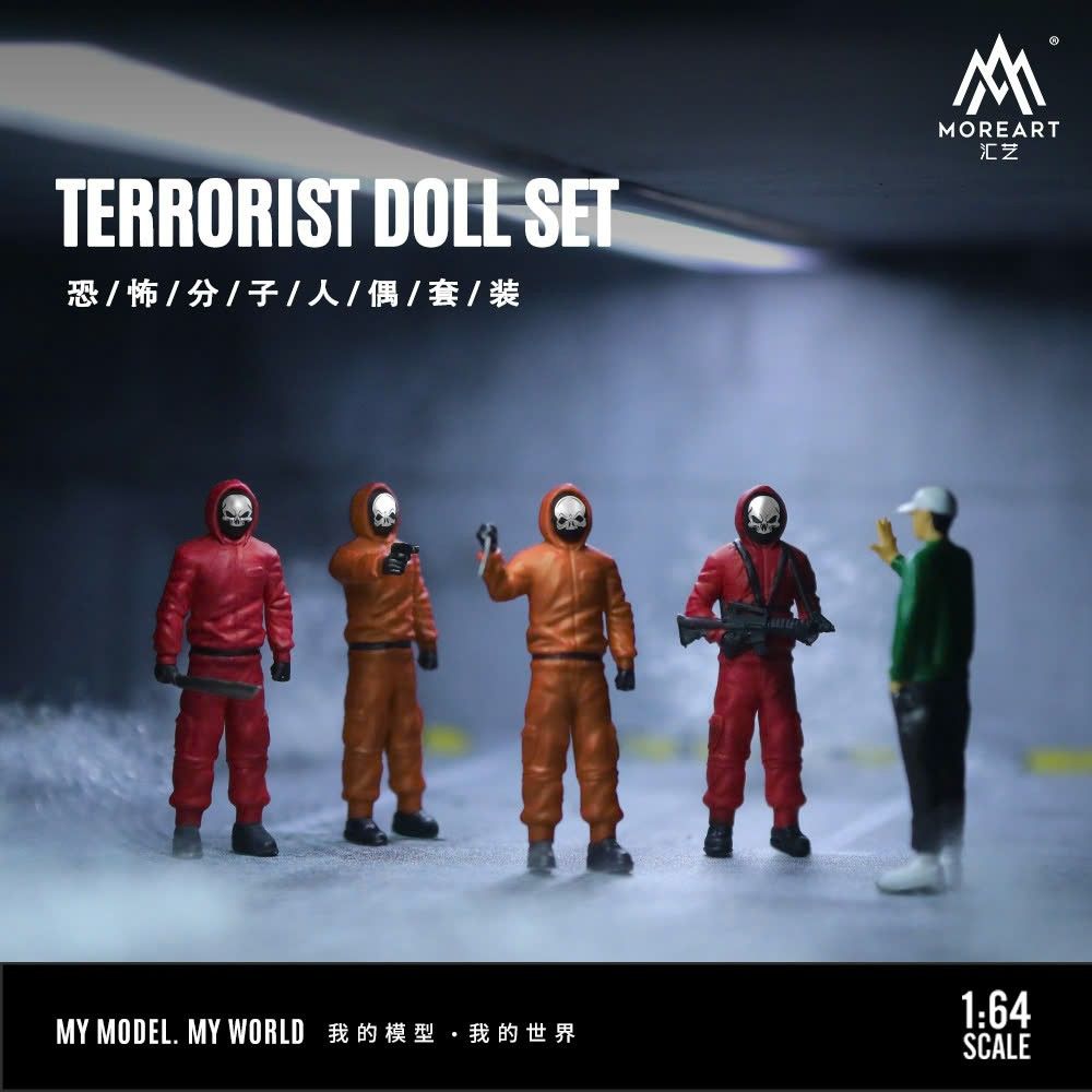 Mô hình set nhân vật 4 người Terrorist áo cam có hung khí tỉ lệ 1:64 MoreArt MO223038