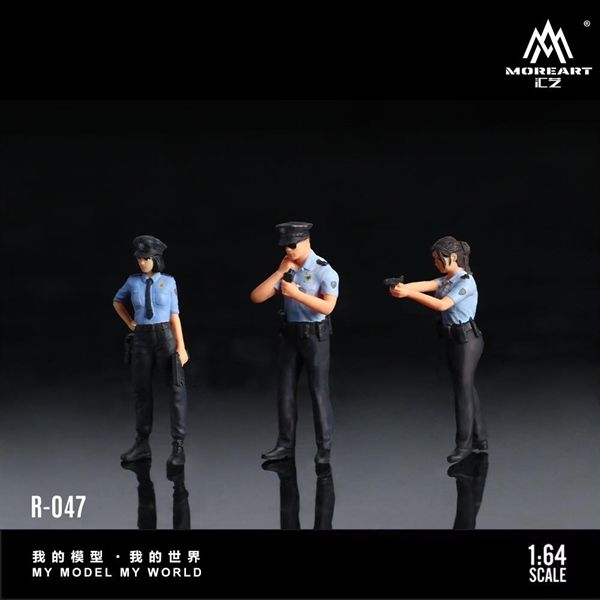 Mô hình nhân vật figure cảnh sát 3 người Attendance Police Doll Set Simulation Resin Model tỉ lệ 1:64 Moreart MO223047